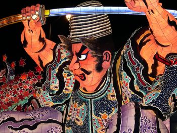 Big lantern in the shape of samurai warrior