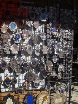 Hamsa amulets at the market in Tel Aviv, Israel