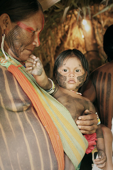Kayapo woman and child