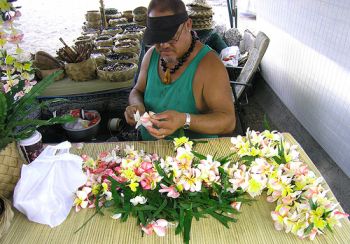 Lei making in Hawaii