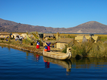 floating Uros Island village