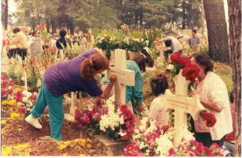 People at the cemetery