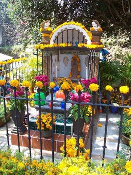 Decorated grave in Mexico