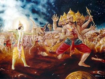 Rama beating Ravana