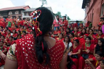 Teej festival in Pashupatinath Temple, Nepal